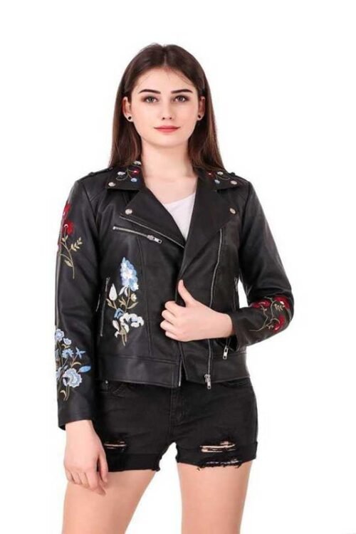 Leather Retail Full Sleeve Solid Women Jacket
