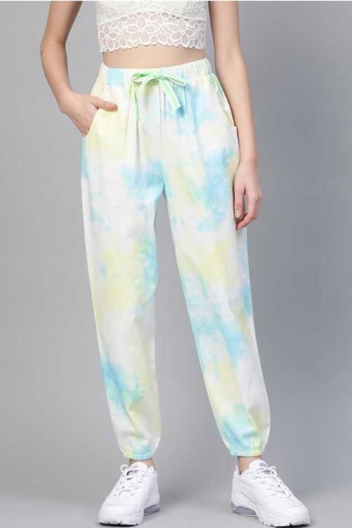 Sasfas Relaxed Women Yellow, Blue Pure Cotton Trousers