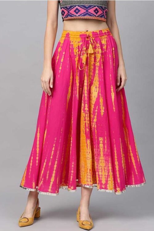 Vara Women Abstract Flared Pink Skirt